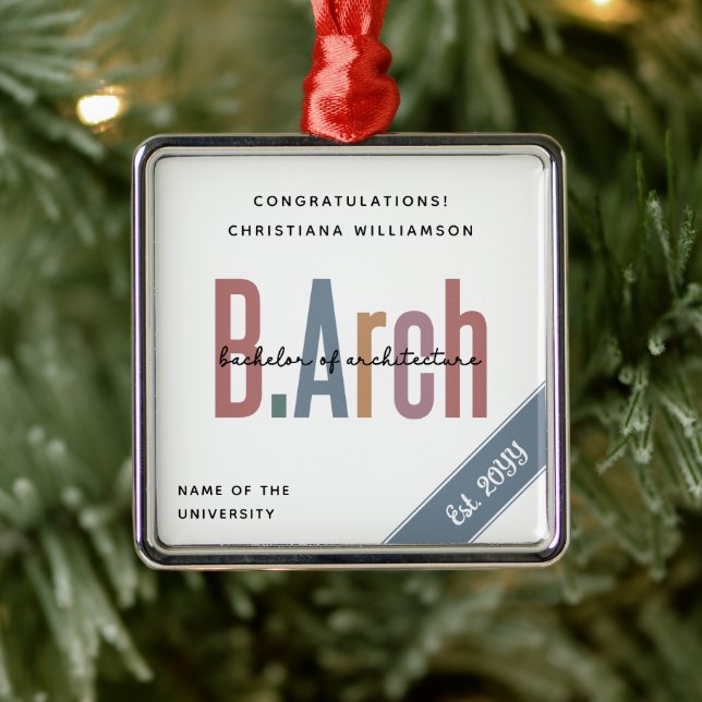Custom BArch Bachelor of Architecture Abschluss Ornament Aus Metall (Baum)