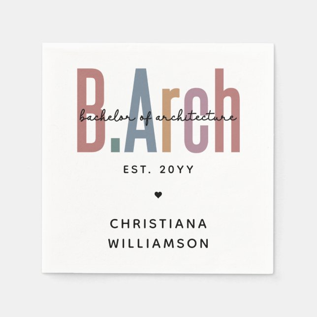 Custom BArch Bachelor of Architecture Abschluss Serviette (Vorderseite)