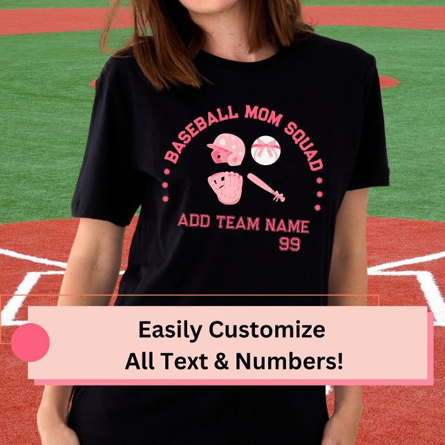 Custom Baseball Mama Squad T - Shirt | Perfektes G (Fully Customized Baseball T-shirt For Her, Either for Baseball Mom Squad Or For Any  Baseball Lady )