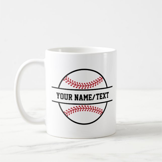 Custom Baseball  Men's Basic T-Shirt Kaffeetasse (Links)