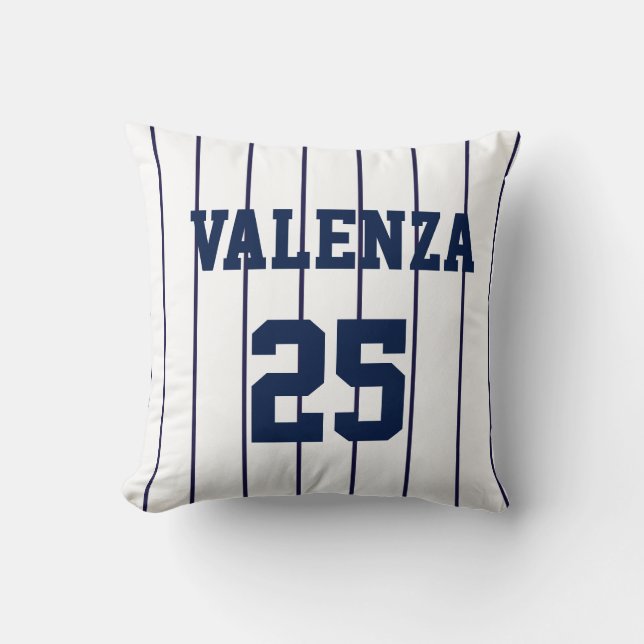 Custom Baseball Pinstripe Uniform Jersey Pillow Kissen (Vorderseite)