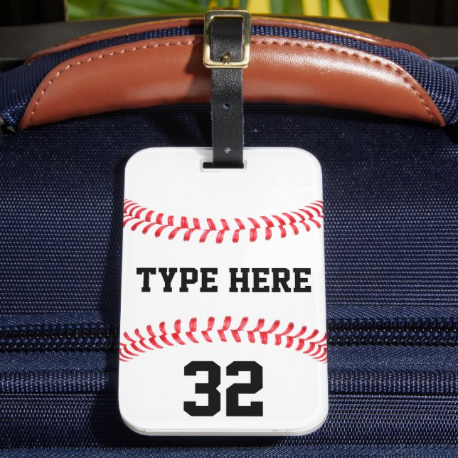 Custom Baseball Team Name Player Number Sports Bag Gepäckanhänger (Vorderseite Insitu 2)