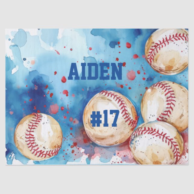 Custom Baseball Theme Party Seidenpapier (Vorderseite)