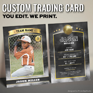 Custom Baseball Trading Card Black Gold Stadium Telefonnummerkarte