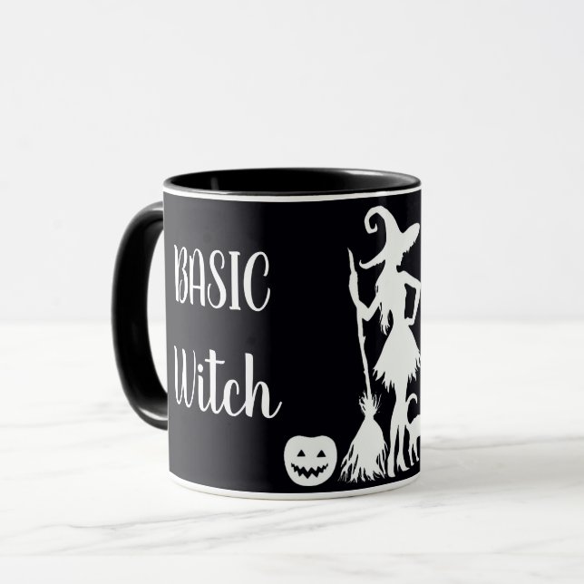Custom BASIC WITCH w Cat Funny Geschenk Coole Ästh Tasse (Vorderseite Links)