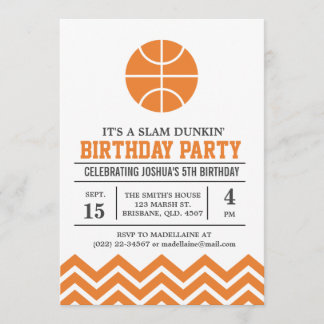 Custom Basketbal Geburtstagsparty Einladung für Ju