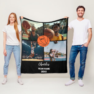 Custom Basketball Foto Collage mit Name & Jahr Fleecedecke