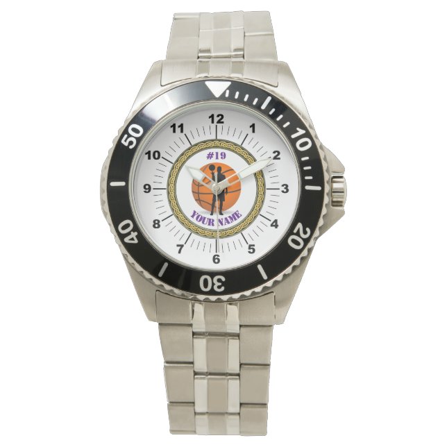 Custom Basketball für Männerüberwachung - Name/Num Armbanduhr (Vorderseite)