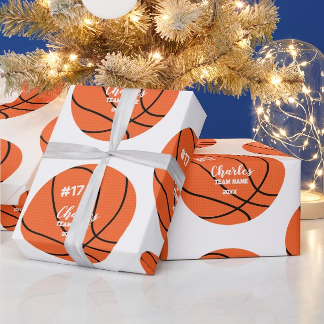 Custom Basketball Geschenkwrap mit Name & Nummer Geschenkpapier (Feiertage)