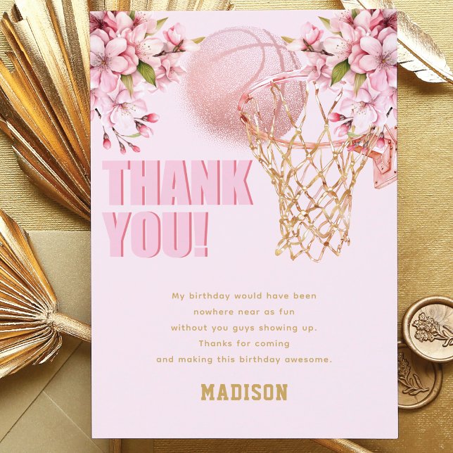 Custom Basketball Luxury Girl Birthday Dankeskarte (Von Creator hochgeladen)