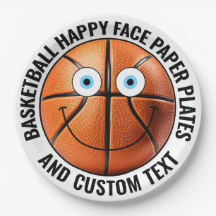 Custom Basketball Party BLAUE EYES Happy Face 9" Pappteller