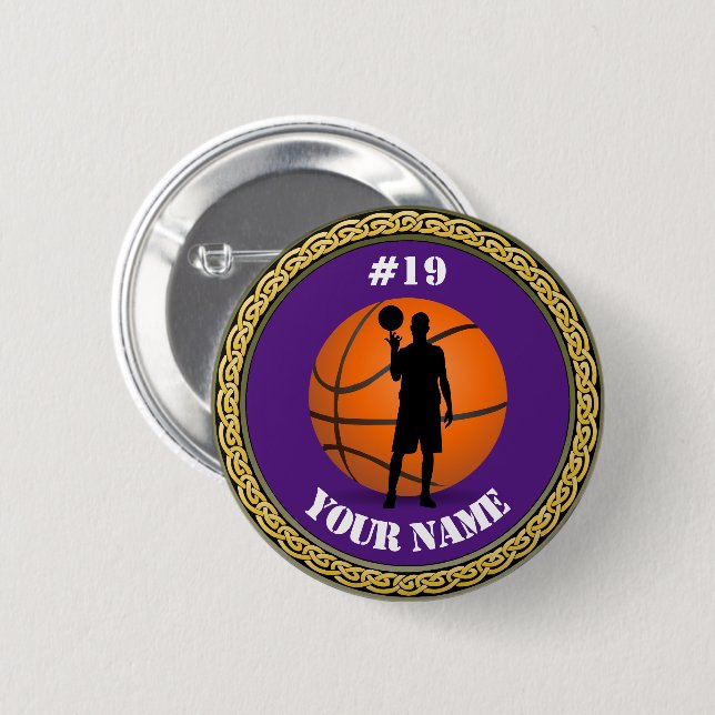 Custom Basketball Player - Name und Nummer hinzufü Button (Vorne & Hinten)