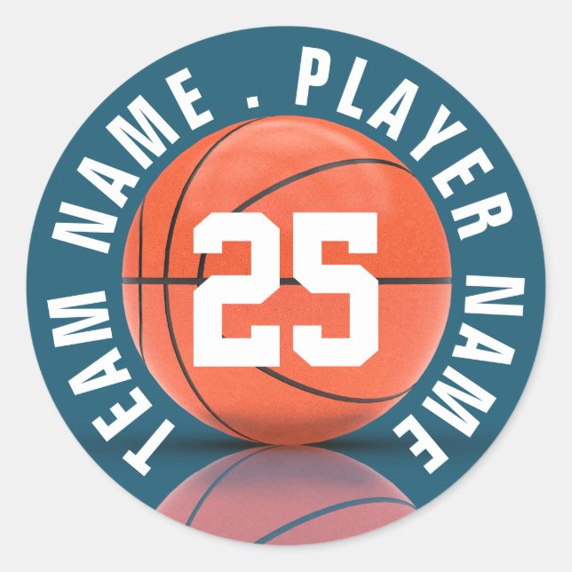 Custom Basketball Team Runder Aufkleber (Vorderseite)