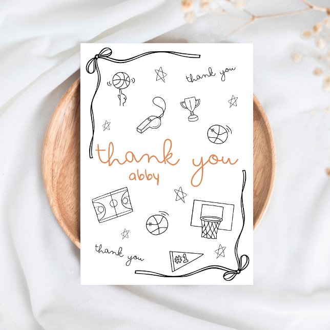 Custom Basketball Thank you Card Doodle Dankeskarte (Von Creator hochgeladen)