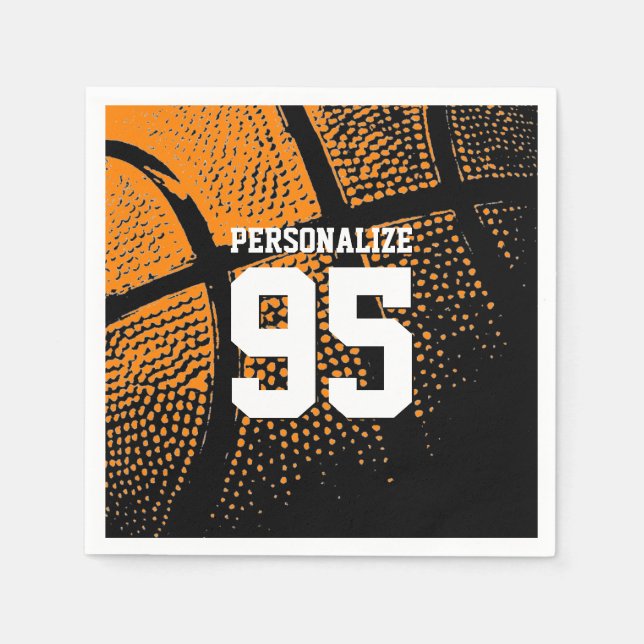 Custom Basketball Thema Geburtstagsparty Serviette (Vorderseite)