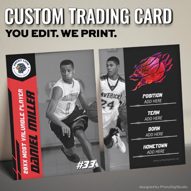 Custom Basketball Trading Card, Red MVP Card Telefonnummerkarte (Custom Basketball Trading Card, Red MVP Card)