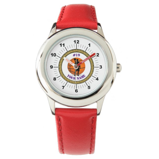 Custom Basketball von Kid's Watch - Name/Nummer hi Armbanduhr (Vorderseite)