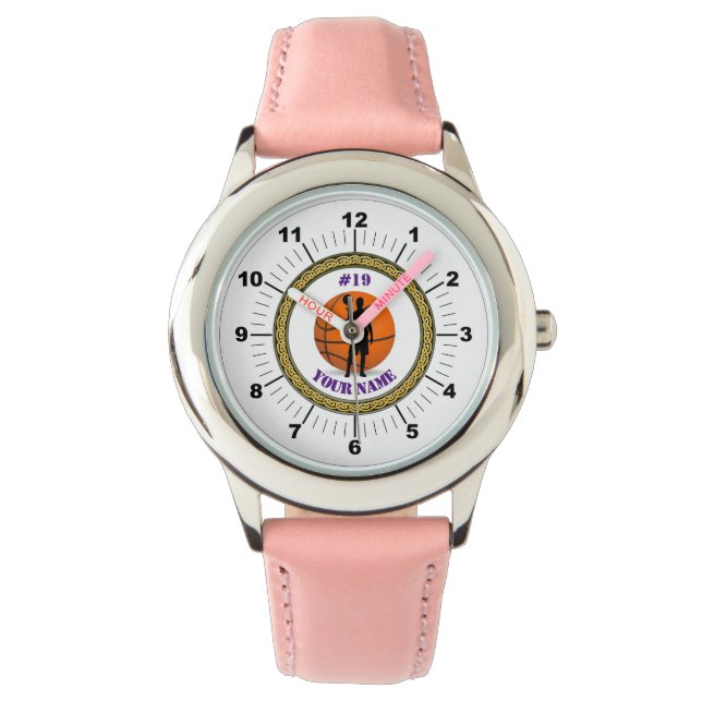 Custom Basketball von Kid's Watch - Name/Nummer hi Armbanduhr (Vorderseite)