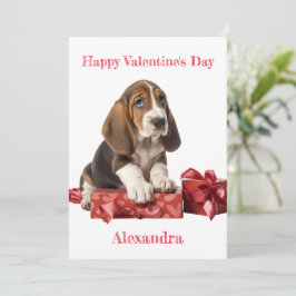 Custom Basset Hound Bow Geschenkboxen Valentine Feiertagskarte