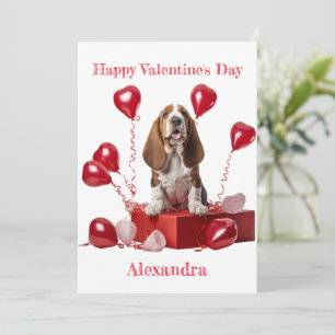 Custom Basset Hound Herz Form Ballon Valentine Feiertagskarte