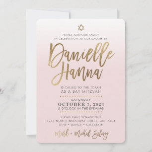 CUSTOM Bat Mitzvah Invite blassrosa gold DANIELLE Einladung