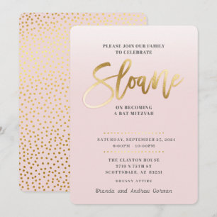 CUSTOM Bat Mitzvah Invite blassrosa gold SLOANE Einladung