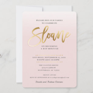 CUSTOM Bat Mitzvah Invite blassrosa gold SLOANE Einladung