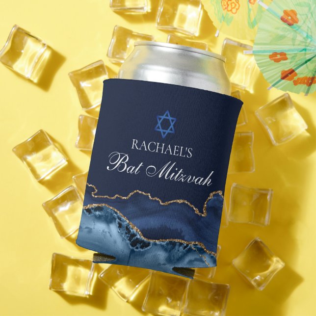 Custom Bat Mitzvah Party Navy Blue Gold Agate Dosenkühler (In Situ Sommer)