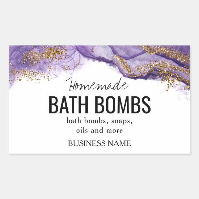 Custom Bath Bomb Label Template – Editable Logo &  Rechteckiger Aufkleber (Vorderseite)