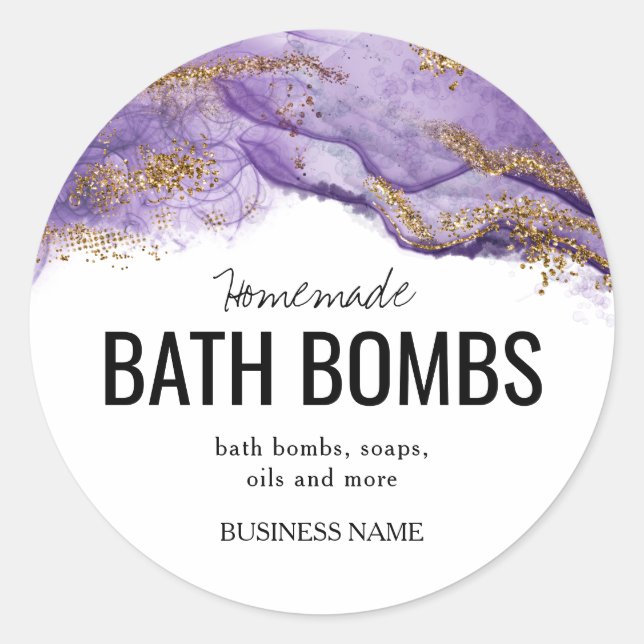 Custom Bath Bomb Label Template – Editable Logo &  Runder Aufkleber (Vorderseite)