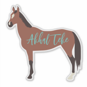 Custom Bay Akhal Teke Silhouette Aufkleber