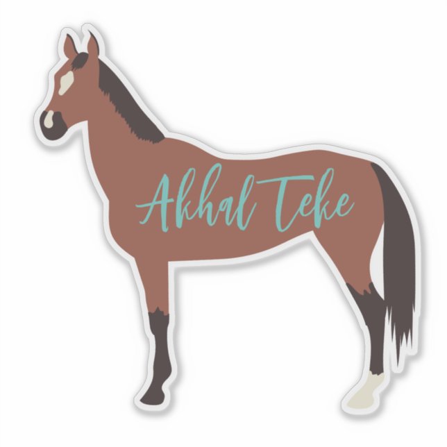 Custom Bay Akhal Teke Silhouette Aufkleber (Vorderseite)