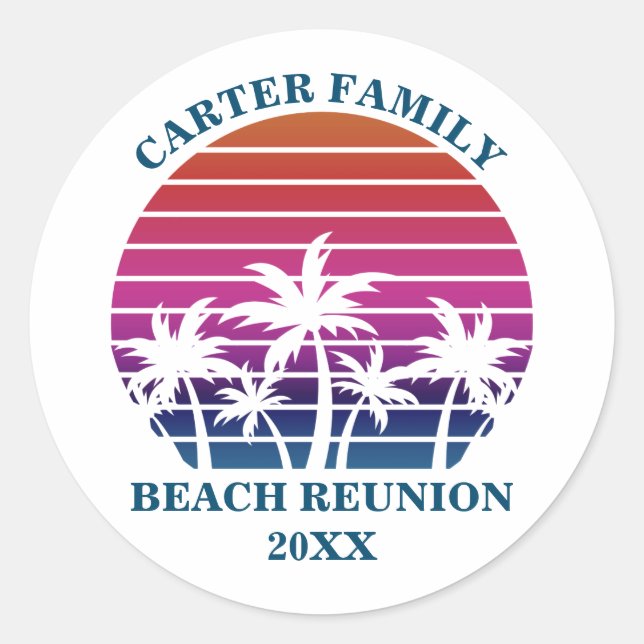 Custom Beach Cruise Family Wiedersehen Sunset Part Runder Aufkleber (Vorderseite)