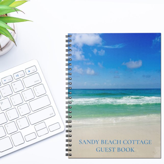 Custom Beach House Guest Book Ocean Foto Notebook Notizblock (Von Creator hochgeladen)