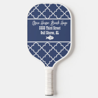 Custom Beach House Navy & White Muster Pickleball Schläger