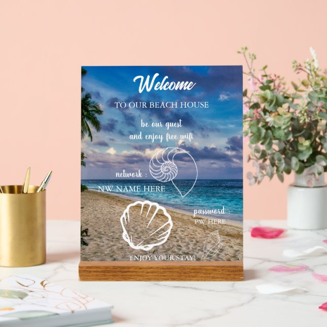 Custom Beach House Rentals Home Wifi Instructions  Acrylschild (Hochzeit)