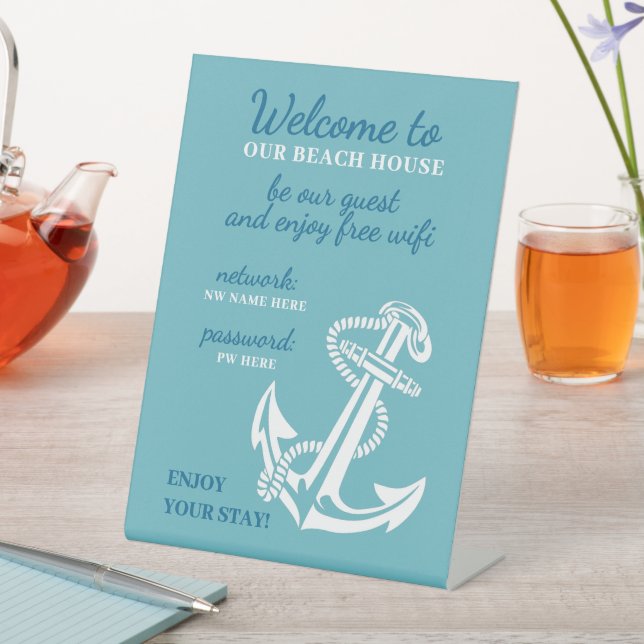 Custom Beach House Rentals Home Wifi Instructions Sockelschild (In Situ)