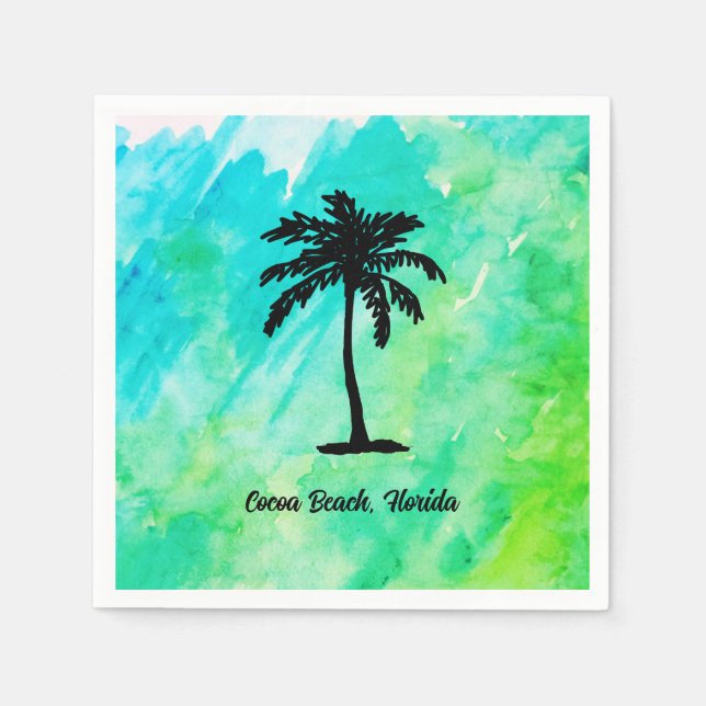 Custom Beach Palm Tree Nautical Serviette (Vorderseite)
