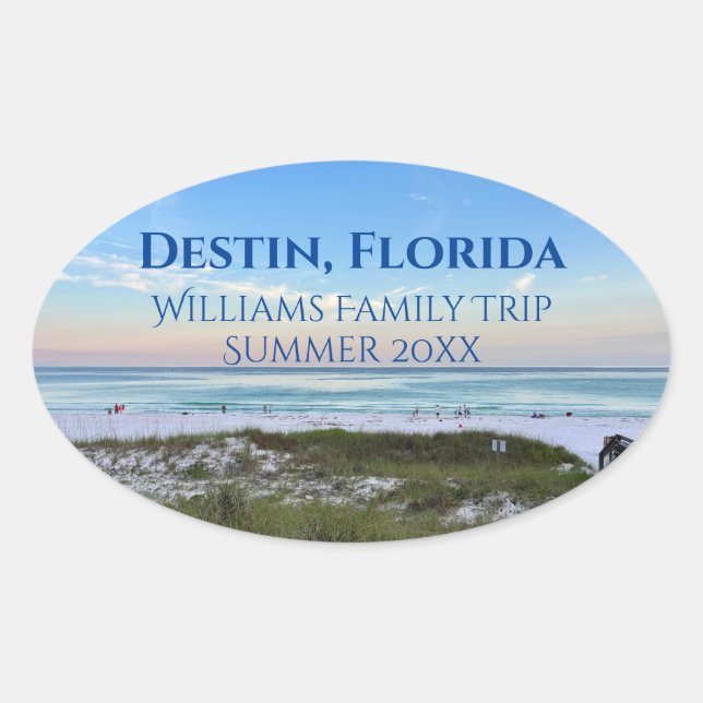 Custom Beach Trip Schöne Ocean Fotografie Ovaler Aufkleber (Vorderseite)