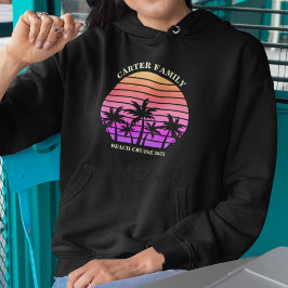 Custom Beach Trip Tropical Island Sunset Black Hoodie