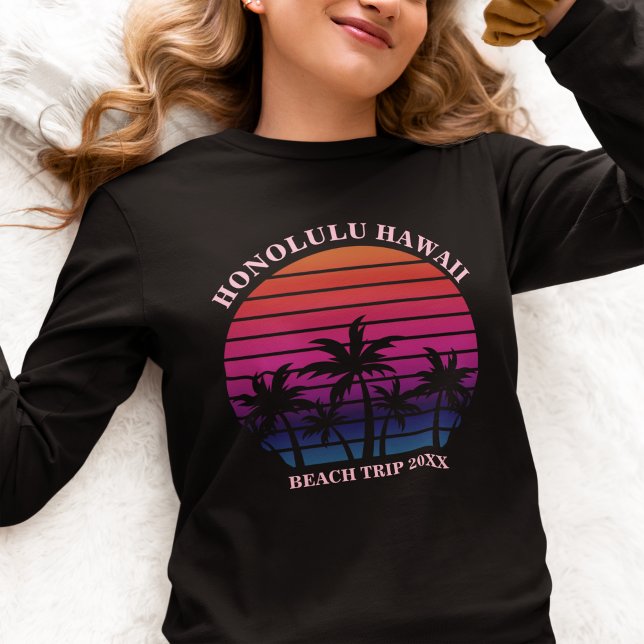 Custom Beach Trip Tropical Long Sleeve Women's Tri-Blend Shirt (Von Creator hochgeladen)