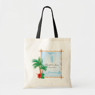 Custom Beach Wedding Monogram Tragetasche