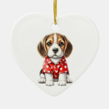 Custom Beagle Dog Fun Valentine Ornament