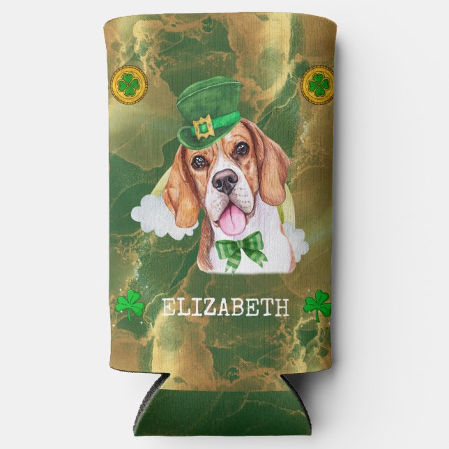 Custom Beagle Gold St Patricks Selters Dosenkühler (Vorderseite)