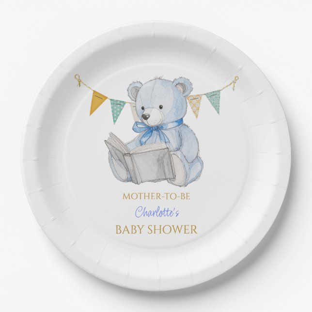 Custom Bear lesen ein Buch Baby Shooter Pappteller (Vorderseite)