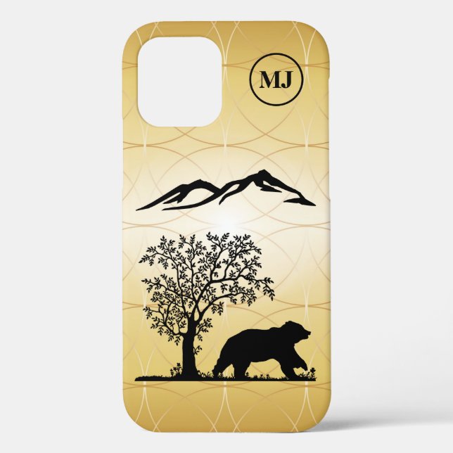 Custom Bear Silhouette Apple iPhone 12 Tough Case (Rückseite)