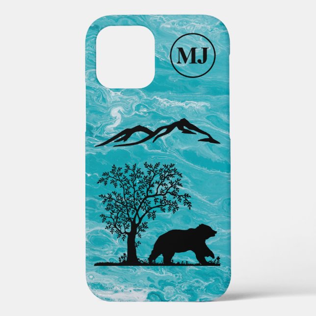 Custom Bear Silhouette Apple iPhone 12 Tough Case (Rückseite)