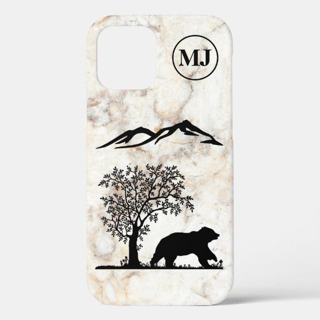 Custom Bear Silhouette Apple iPhone 12 Tough Case (Rückseite)