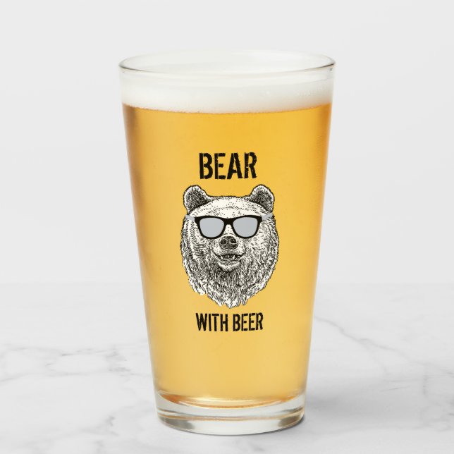 Custom BEAR with BIER Men Funny Gag Geschenk für I Glas (Vorne (Gefüllt))