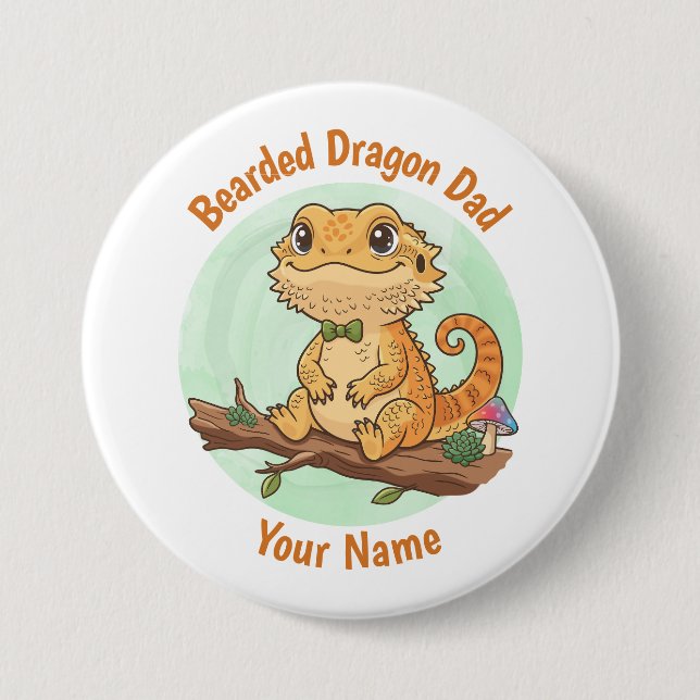 Custom Bearded Dragon Dad Button (Vorderseite)